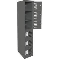 Assembled Lockerettes Clean Line Perforated Economy Lockers, 6 -tier, 18" x 72" x 12", Steel Ontario Packaging