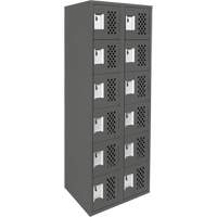 Assembled Lockerettes Clean Line Perforated Economy Lockers, 6 -tier, Bank of 2, 18" x 72" x 12", Steel Ontario Packaging