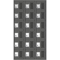 Assembled Lockerettes Clean Line Perforated Economy Lockers, 6 -tier, Bank of 3, 18" x 72" x 12", Steel Ontario Packaging
