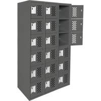 Assembled Lockerettes Clean Line Perforated Economy Lockers, 6 -tier, Bank of 3, 18" x 72" x 12", Steel Ontario Packaging