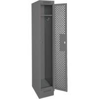 Clean Line Lockers, 12" x 12" x 76", Steel, Charcoal, Rivet (Assembled), Perforated Ontario Packaging