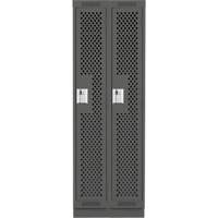 Clean Line Lockers, Bank of 2, 24" x 12" x 76", Steel, Charcoal, Rivet (Assembled), Perforated Ontario Packaging