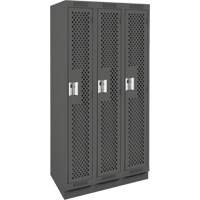 Clean Line Lockers, Bank of 3, 36" x 12" x 76", Steel, Charcoal, Rivet (Assembled), Perforated Ontario Packaging