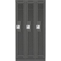 Clean Line Lockers, Bank of 3, 36" x 12" x 76", Steel, Charcoal, Rivet (Assembled), Perforated Ontario Packaging