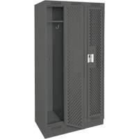 Clean Line Lockers, Bank of 3, 36" x 12" x 76", Steel, Charcoal, Rivet (Assembled), Perforated Ontario Packaging