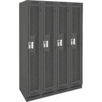 Clean Line Lockers, Bank of 4, 48" x 12" x 76", Steel, Charcoal, Rivet (Assembled), Perforated Ontario Packaging