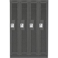 Clean Line Lockers, Bank of 4, 48" x 12" x 76", Steel, Charcoal, Rivet (Assembled), Perforated Ontario Packaging