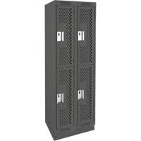 Casiers Clean Line, 2 niveaux, Bloc de 2, 24" x 18" x 76", Acier, Charbon, Rivet (assembl&eacute;), Perfor&eacute; Ontario Packaging