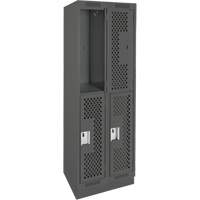 Casiers Clean Line, 2 niveaux, Bloc de 2, 24" x 18" x 76", Acier, Charbon, Rivet (assembl&eacute;), Perfor&eacute; Ontario Packaging