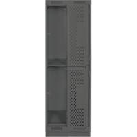 Casiers Clean Line, 2 niveaux, Bloc de 2, 24" x 18" x 76", Acier, Charbon, Rivet (assembl&eacute;), Perfor&eacute; Ontario Packaging
