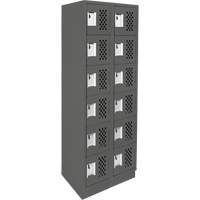 Clean-Line Perforated Lockerette, 6 -tier, Bank of 2, 12" x 72" x 12", Steel Ontario Packaging