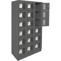 Clean-Line Perforated Lockerette, 6 -tier, Bank of 3, 12" x 72" x 12", Steel Ontario Packaging