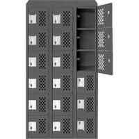Assembled Lockerettes Clean Line Perforated Economy Lockers, 6 -tier, Bank of 3, 18" x 72" x 12", Steel Ontario Packaging