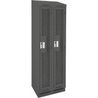 Clean Line Lockers, Bank of 2, 24" x 18" x 82", Steel, Charcoal, Rivet (Assembled), Perforated Ontario Packaging