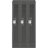 Clean Line Lockers, Bank of 3, 36" x 18" x 82", Steel, Charcoal, Rivet (Assembled), Perforated Ontario Packaging