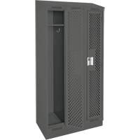 Clean Line Lockers, Bank of 3, 36" x 18" x 82", Steel, Charcoal, Rivet (Assembled), Perforated Ontario Packaging