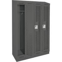 Clean Line Lockers, Bank of 4, 48" x 18" x 82", Steel, Charcoal, Rivet (Assembled), Perforated Ontario Packaging