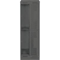 Clean Line Lockers, 2 -tier, Bank of 2, 24" x 12" x 82", Steel, Charcoal, Rivet (Assembled), Perforated Ontario Packaging