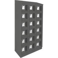 Assembled Lockerettes Clean Line Perforated Economy Lockers, 6 -tier, Bank of 3, 18" x 72" x 12", Steel Ontario Packaging