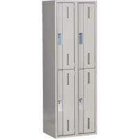 Concorde Heavy-Duty Lockers, 2 -tier, Bank of 2, 24" x 18" x 72", Steel, Grey, Welded (Assembled) Ontario Packaging