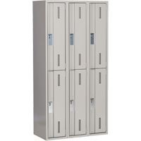 Concorde Heavy-Duty Lockers, 2 -tier, Bank of 3, 36" x 18" x 72", Steel, Grey, Welded (Assembled) Ontario Packaging