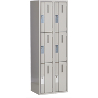 Concorde Heavy-Duty Lockers, 3 -tier, Bank of 2, 24" x 18" x 72", Steel, Grey, Welded (Assembled) Ontario Packaging