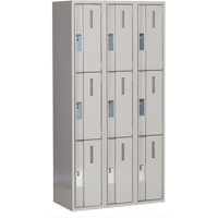 Concorde Heavy-Duty Lockers, 3 -tier, Bank of 3, 36" x 18" x 72", Steel, Grey, Welded (Assembled) Ontario Packaging