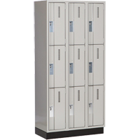 Concorde Heavy-Duty Lockers, 3 -tier, Bank of 3, 36" x 18" x 76", Steel, Grey, Welded (Assembled) Ontario Packaging