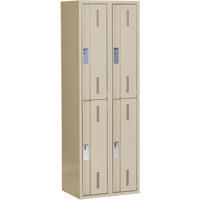 Concorde Heavy-Duty Lockers, 2 -tier, Bank of 2, 24" x 18" x 72", Steel, Beige, Welded (Assembled) Ontario Packaging