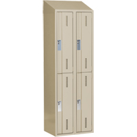 Concorde Heavy-Duty Lockers, 2 -tier, Bank of 2, 24" x 18" x 78", Steel, Beige, Welded (Assembled) Ontario Packaging