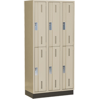 Concorde Heavy-Duty Lockers, 2 -tier, Bank of 3, 36" x 18" x 76", Steel, Beige, Welded (Assembled) Ontario Packaging