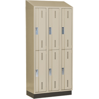 Concorde Heavy-Duty Lockers, 2 -tier, Bank of 3, 36" x 18" x 82", Steel, Beige, Welded (Assembled) Ontario Packaging