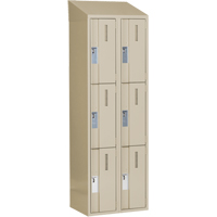Concorde Heavy-Duty Lockers, 3 -tier, Bank of 2, 24" x 18" x 78", Steel, Beige, Welded (Assembled) Ontario Packaging
