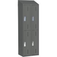 Concorde Heavy-Duty Lockers, 2 -tier, Bank of 2, 24" x 18" x 78", Steel, Charcoal, Welded (Assembled) Ontario Packaging