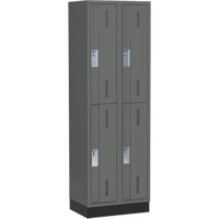 Concorde Heavy-Duty Lockers, 2 -tier, Bank of 2, 24" x 18" x 76", Steel, Charcoal, Welded (Assembled) Ontario Packaging