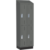Concorde Heavy-Duty Lockers, 2 -tier, Bank of 2, 24" x 18" x 82", Steel, Charcoal, Welded (Assembled) Ontario Packaging