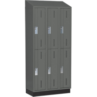 Concorde Heavy-Duty Lockers, 2 -tier, Bank of 3, 36" x 18" x 82", Steel, Charcoal, Welded (Assembled) Ontario Packaging