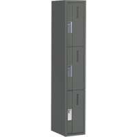 Concorde Heavy-Duty Lockers, 3 -tier, 12" x 18" x 72", Steel, Charcoal, Welded (Assembled) Ontario Packaging