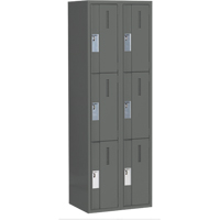 Concorde Heavy-Duty Lockers, 3 -tier, Bank of 2, 24" x 18" x 72", Steel, Charcoal, Welded (Assembled) Ontario Packaging