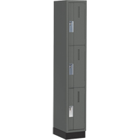 Concorde Heavy-Duty Lockers, 3 -tier, 12" x 18" x 76", Steel, Charcoal, Welded (Assembled) Ontario Packaging