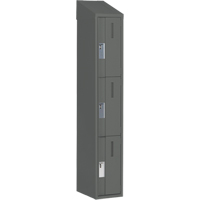 Concorde Heavy-Duty Lockers, 3 -tier, 12" x 18" x 78", Steel, Charcoal, Welded (Assembled) Ontario Packaging