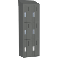 Concorde Heavy-Duty Lockers, 3 -tier, Bank of 2, 24" x 18" x 78", Steel, Charcoal, Welded (Assembled) Ontario Packaging