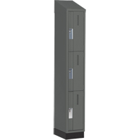 Concorde Heavy-Duty Lockers, 3 -tier, 12" x 18" x 82", Steel, Charcoal, Welded (Assembled) Ontario Packaging