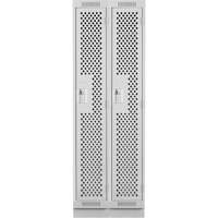 Clean Line Lockers, Bank of 2, 24" x 12" x 76", Steel, Grey, Rivet (Assembled), Perforated Ontario Packaging