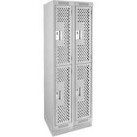 Casiers Clean Line, 2 niveaux, Bloc de 2, 24" x 18" x 76", Acier, Gris, Rivet (assembl&eacute;), Perfor&eacute; Ontario Packaging