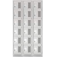 Clean-Line Perforated Lockerette, 6 -tier, Bank of 3, 12" x 72" x 12", Steel Ontario Packaging