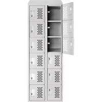 Assembled Lockerettes Clean Line Perforated Economy Lockers, 6 -tier, Bank of 2, 18" x 72" x 12", Steel Ontario Packaging