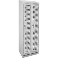 Clean Line Lockers, Bank of 2, 24" x 18" x 82", Steel, Grey, Rivet (Assembled), Perforated Ontario Packaging