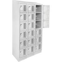 Assembled Lockerettes Clean Line Perforated Economy Lockers, 6 -tier, Bank of 3, 18" x 72" x 12", Steel Ontario Packaging