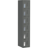 Concorde Heavy-Duty Lockers, 6 -tier, 12" x 18" x 72", Steel, Charcoal, Welded (Assembled) Ontario Packaging